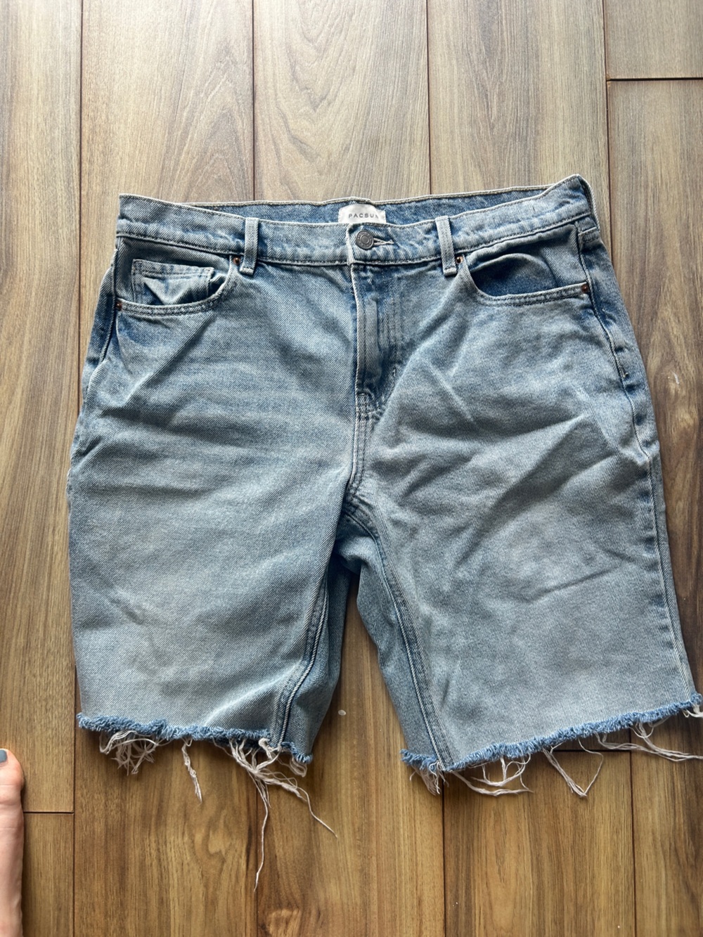PacSun Women's Light Blue Low Rise Boyfriend Distressed Denim Shorts